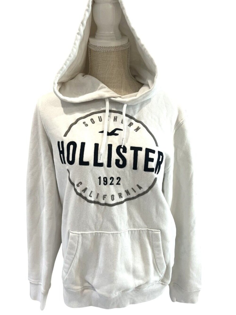Hollister White Hoodie Sweatshirt S